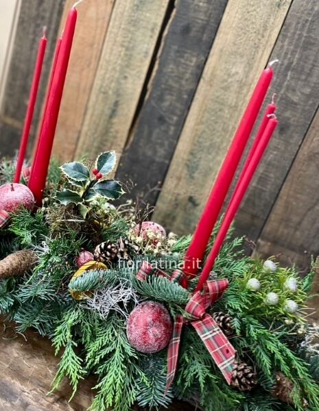 Centrotavola di Capodanno Natale ovale con candele